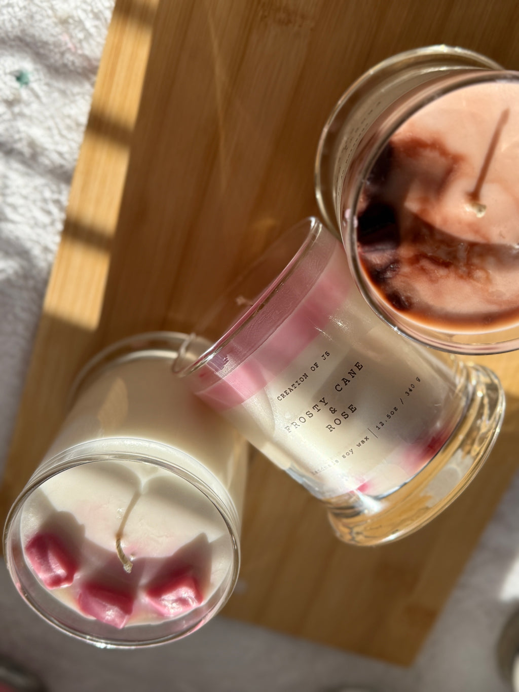 Christmas candle| frosty cane and rose