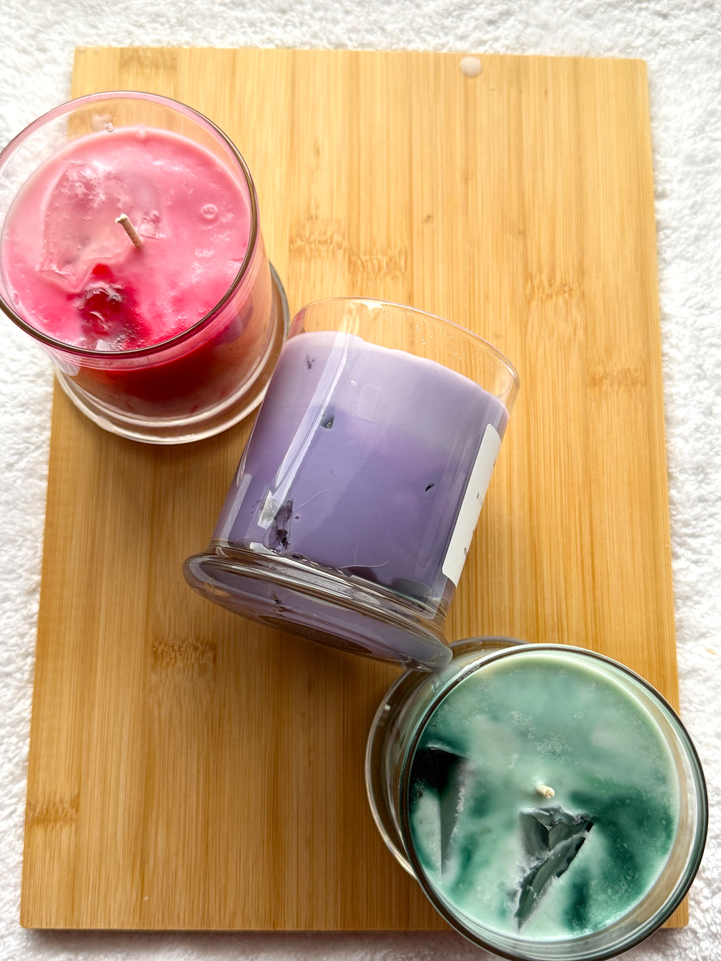 3 scented candles(1milky strawberry, 1 milky lavender, 1 iced matcha latte).