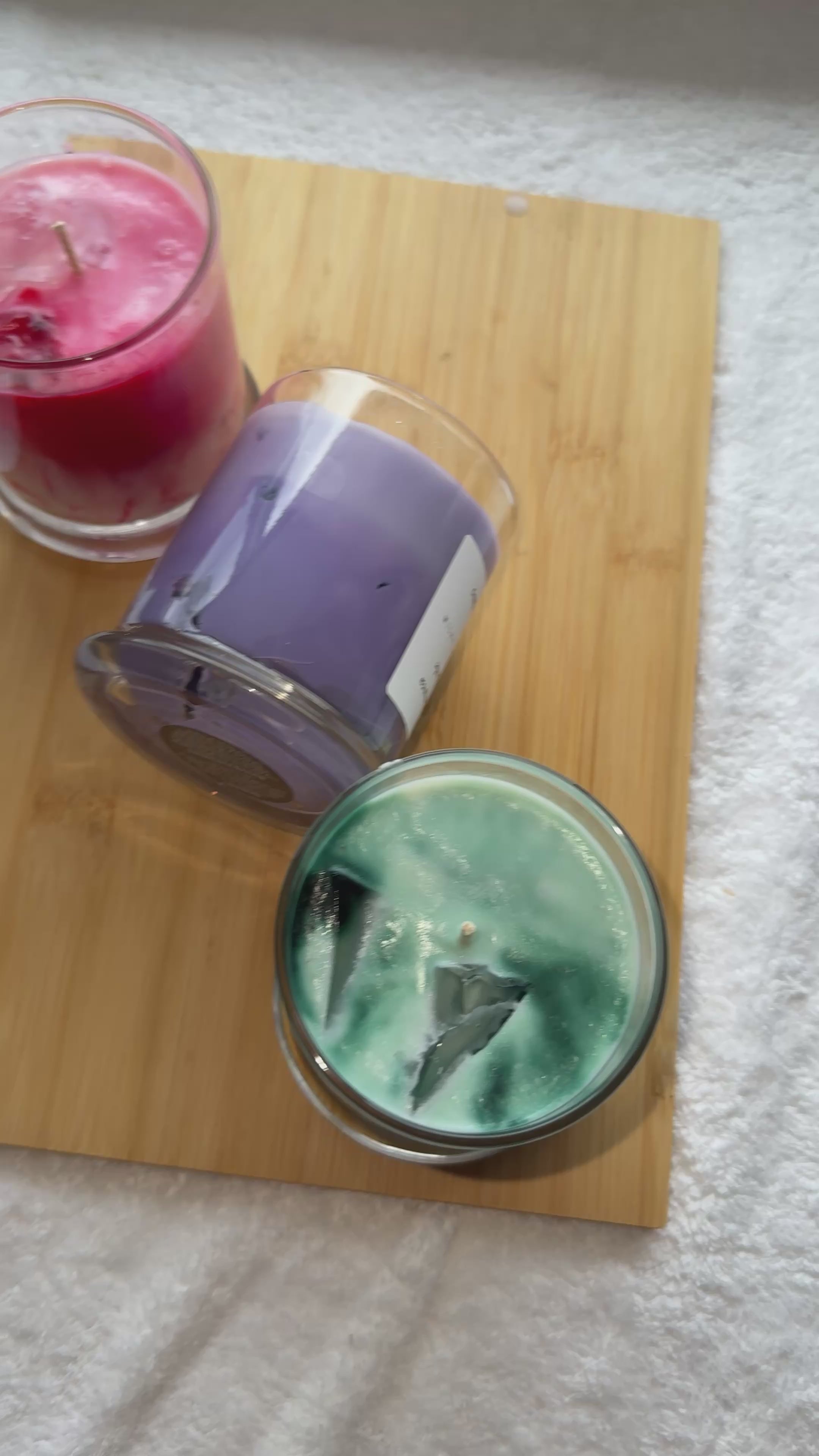 3 scented candles(1milky strawberry, 1 milky lavender, 1 iced matcha latte).