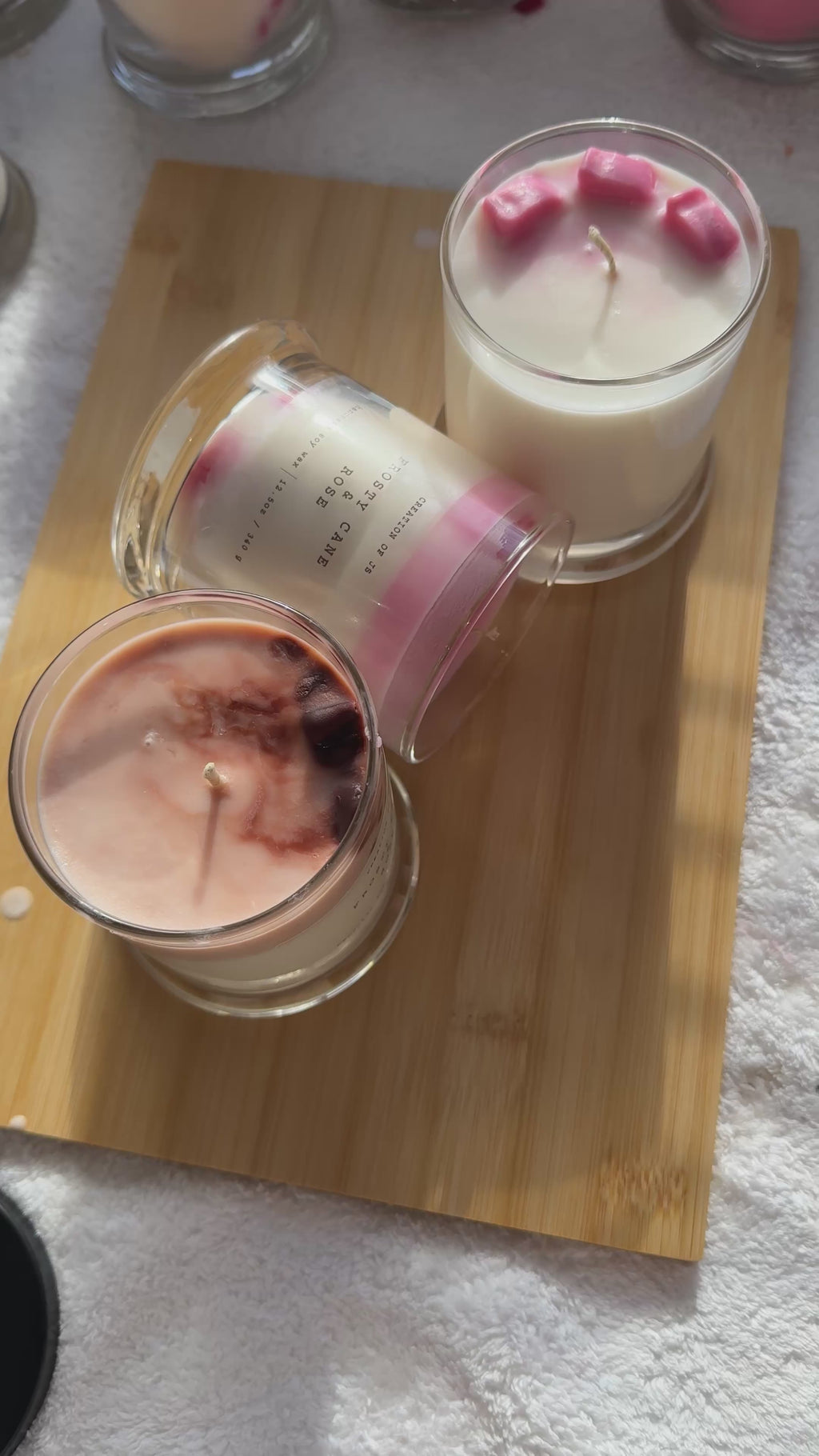 Christmas candle| frosty cane and rose